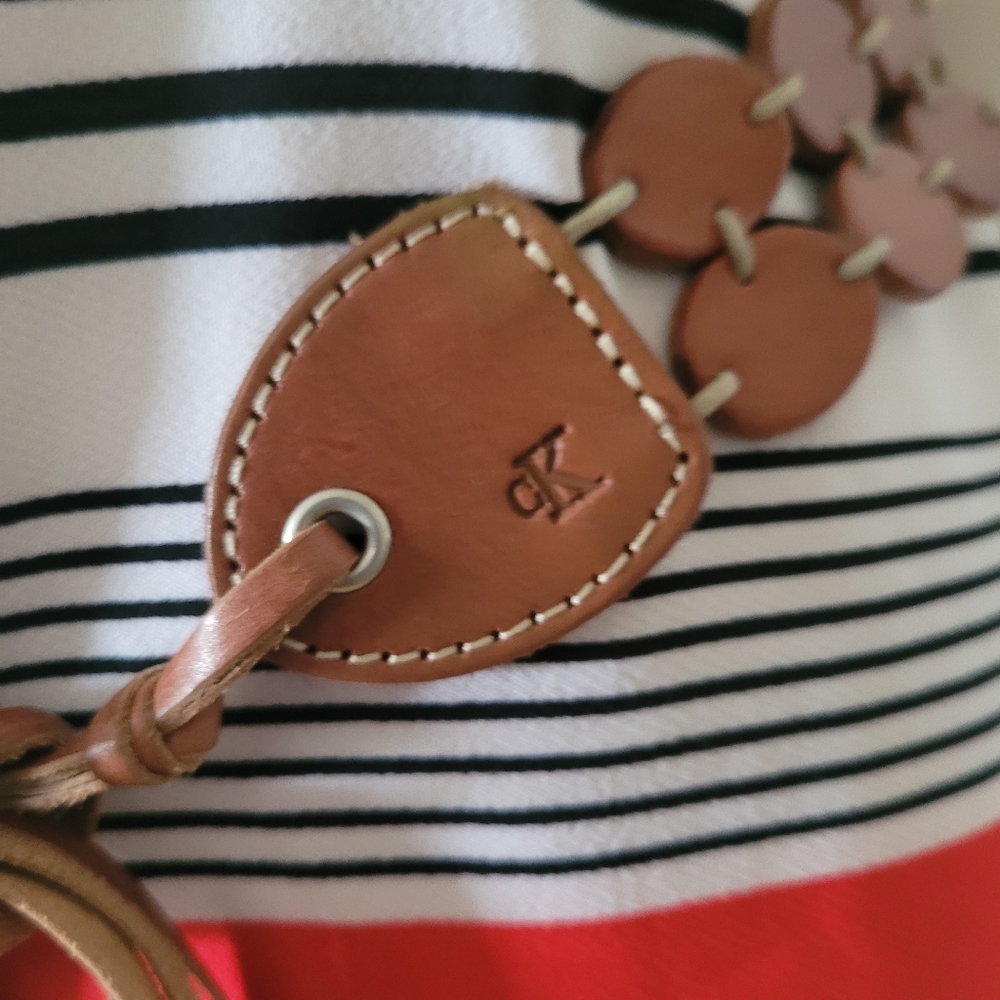 Calvin Klein Brown Leather fringe boho tie belt - Picture 2 of 8